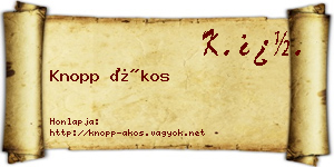 Knopp Ákos névjegykártya